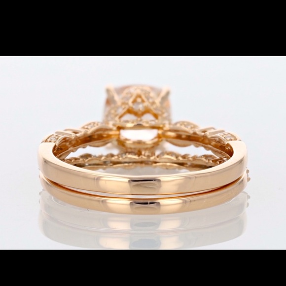 🌹14k Rose Gold Vintage Insp. Morganite & Diamond - Picture 5 of 6